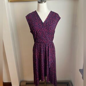 BCBG MaxAzria Maroon Red and Navy Wrap Dress- Size Small